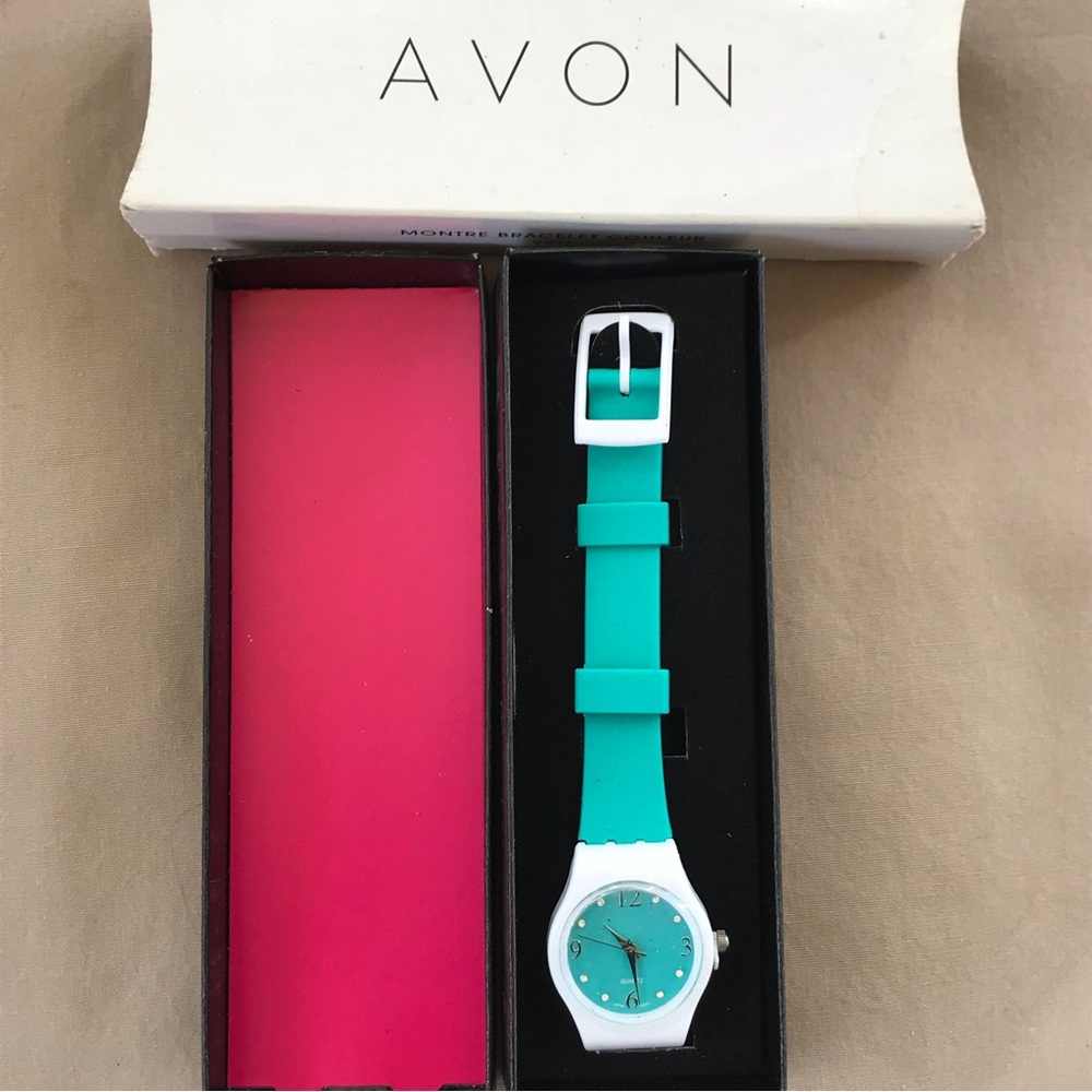 Avon colorful strap watch with green strap